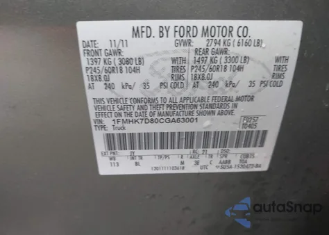 2012 Ford Explorer Xlt z USA, uszkodzony, nr VIN 1FMHK7D80CGA63001